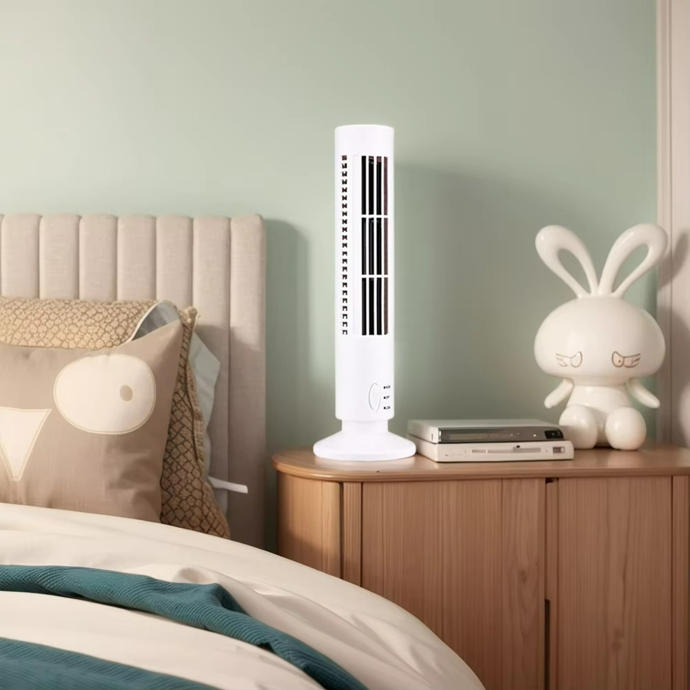USB Desktop Tower Fan Bladeless Compact Air Cooler Personal Space 2-Speed Quiet Airflow Safe Cooling for Home Office Dorm Bedroom Work | Thomler