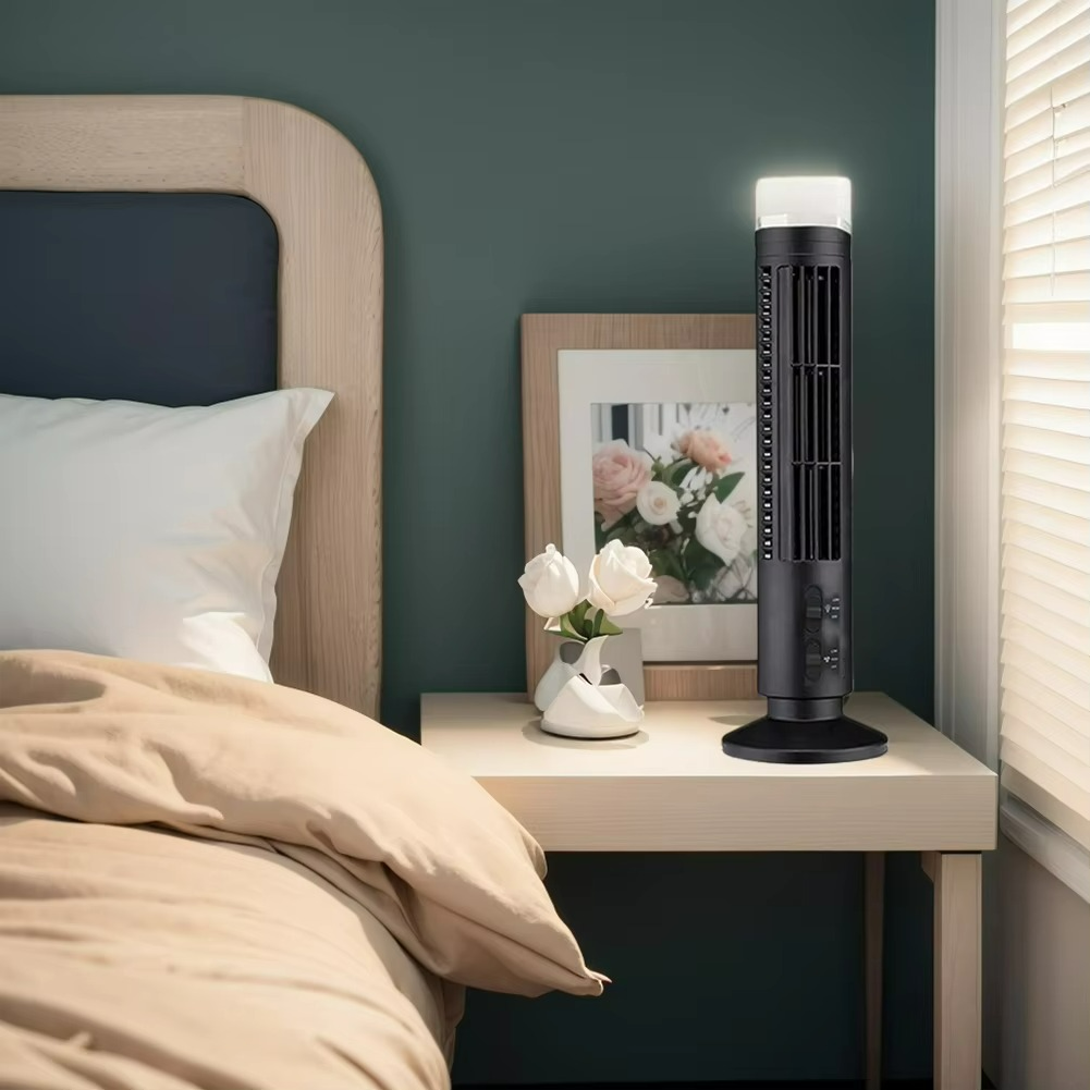 USB Desktop Tower Fan Bladeless Compact Air Cooler Personal Space 2-Speed Quiet Airflow Safe Cooling for Home Office Dorm Bedroom Work | Thomler