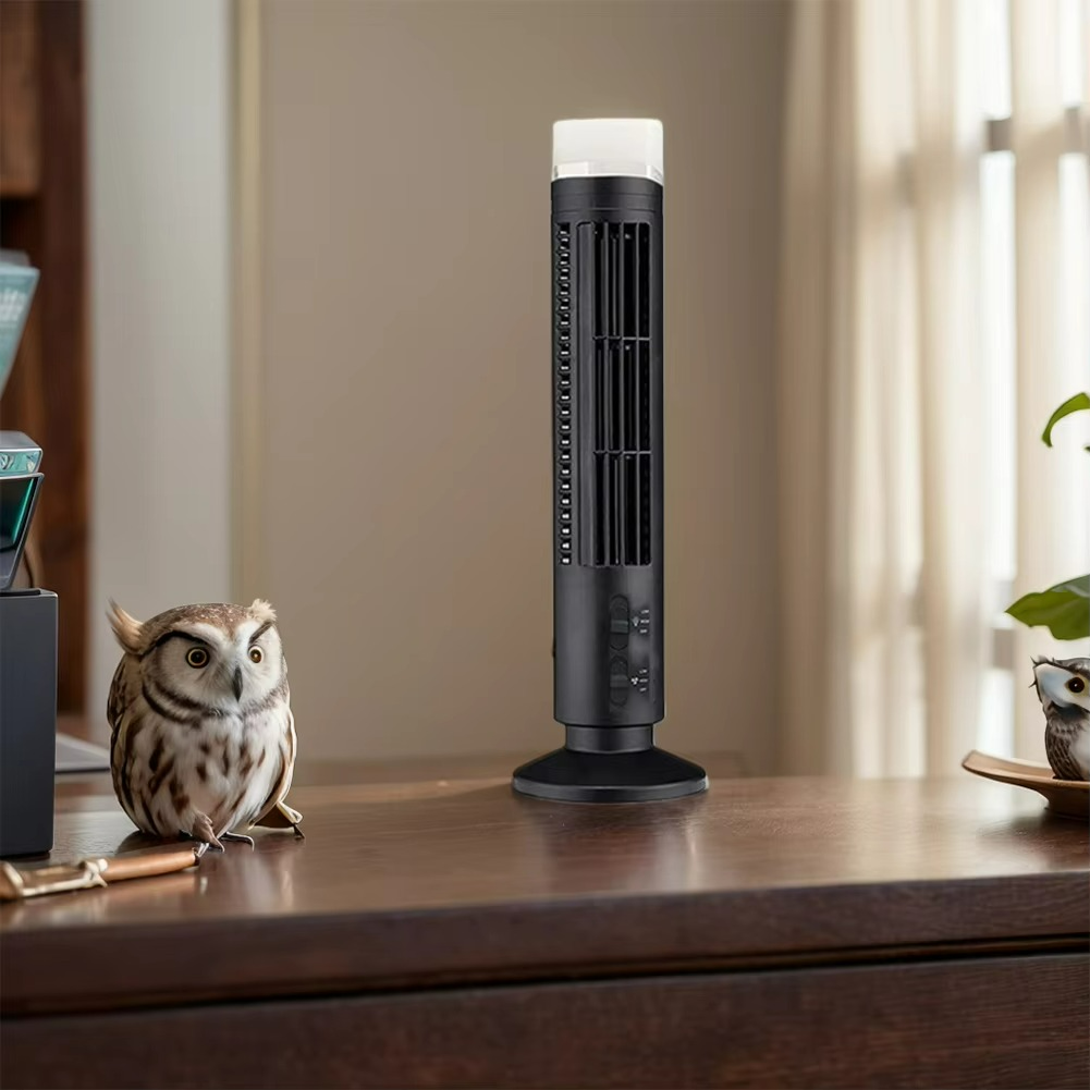USB Desktop Tower Fan Bladeless Compact Air Cooler Personal Space 2-Speed Quiet Airflow Safe Cooling for Home Office Dorm Bedroom Work | Thomler