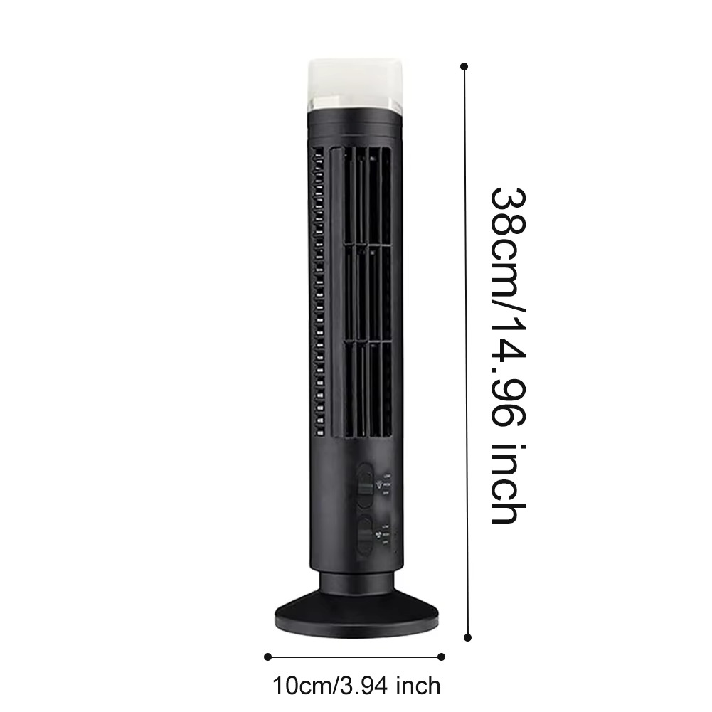 USB Desktop Tower Fan Bladeless Compact Air Cooler Personal Space 2-Speed Quiet Airflow Safe Cooling for Home Office Dorm Bedroom Work | Thomler