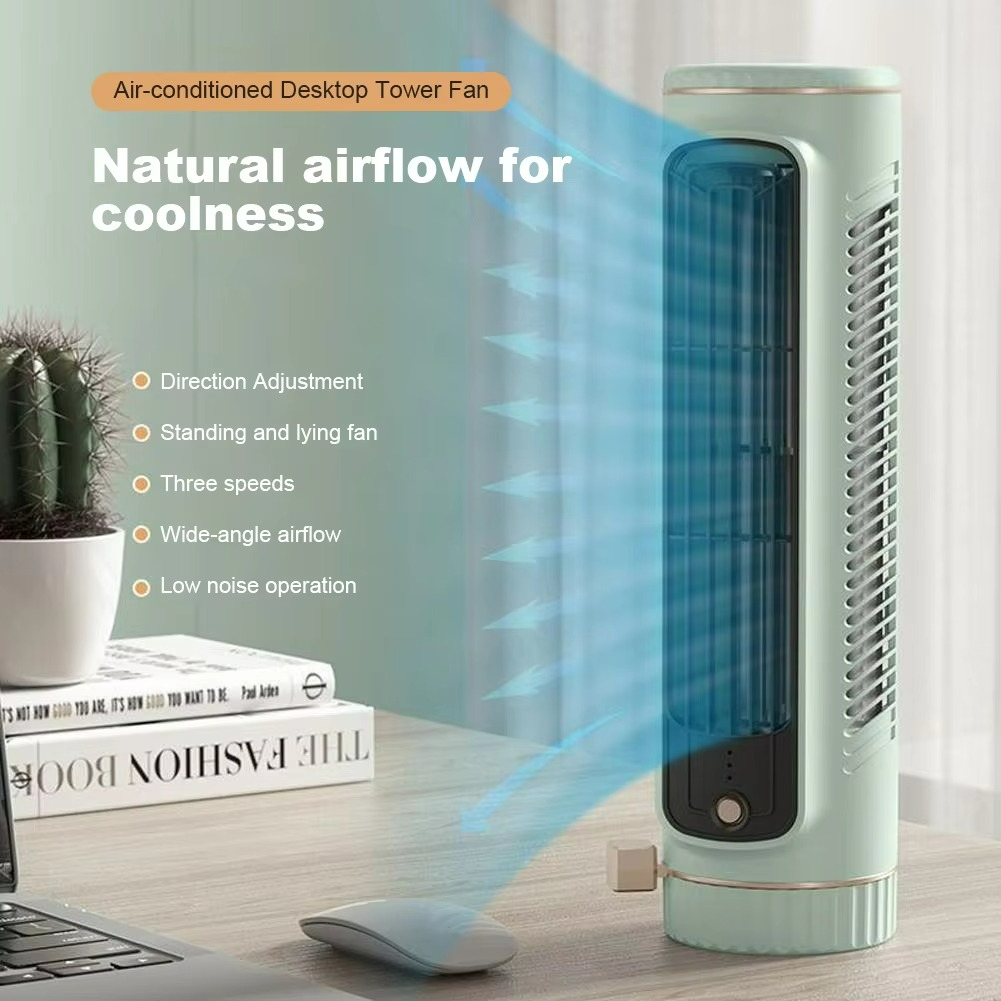 Bladeless Tower Fan with 360° Air Circulation & Ice-Cool Technology for Home Office Bedroom Living Room Desktop USB Powered 5W Quiet | Thomler