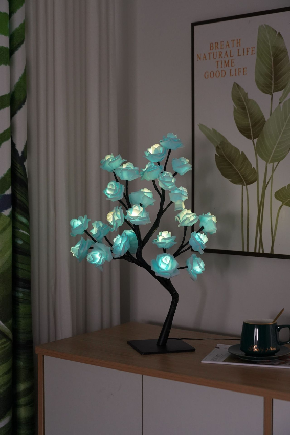 LED Flower Blossom Tree Lamp Warm White Light 24 Blooms 15.7 Inch Decorative Tabletop Accent for Bedroom Living Room Nursery Battery or | Thomler