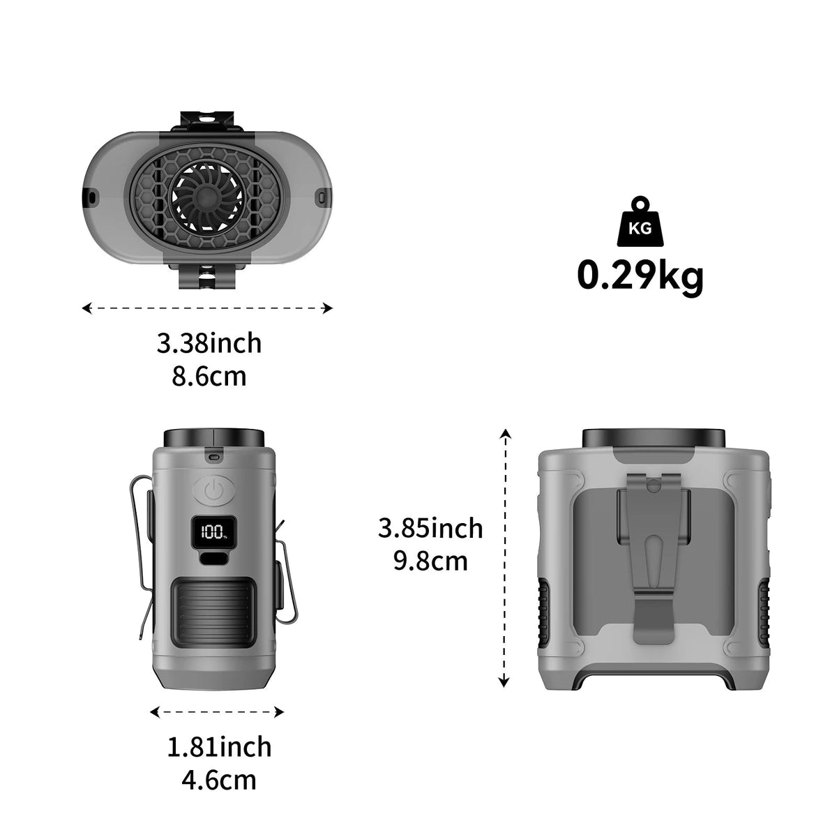 Clip-On Personal Cooling Fan with 10000mAh Battery & LED Light for Outdoor Activities | Thomler
