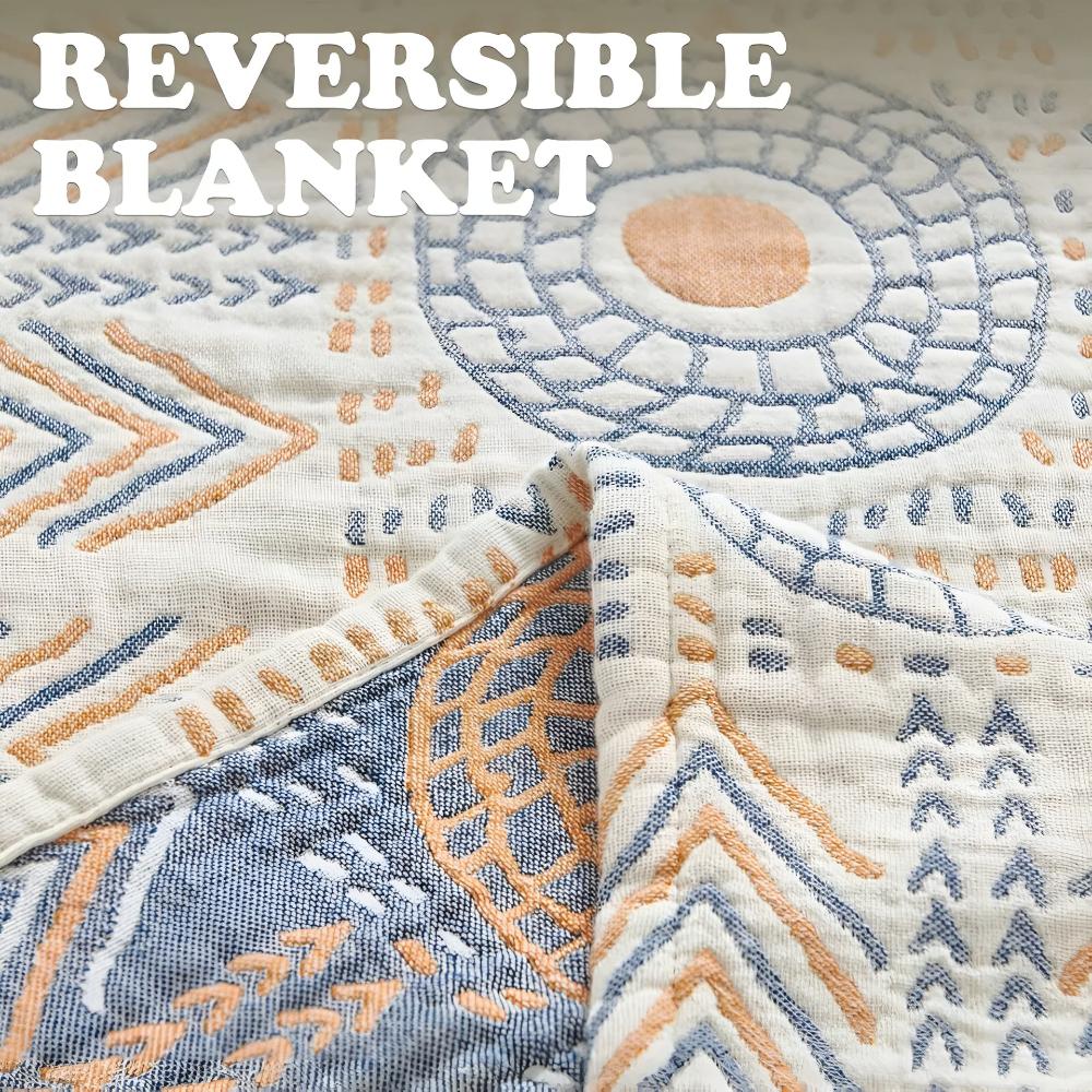 Dual-Sided All-Cotton Throw Blanket for Couch, Bed & Decor | Soft Reversible Woven Textile | Machine Washable Accent Cover | Thomler