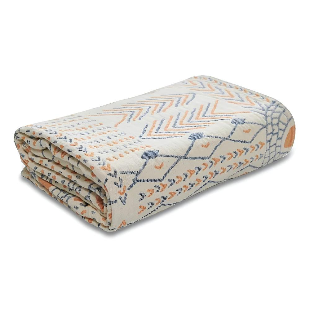 Dual-Sided All-Cotton Throw Blanket for Couch, Bed & Decor | Soft Reversible Woven Textile | Machine Washable Accent Cover | Thomler