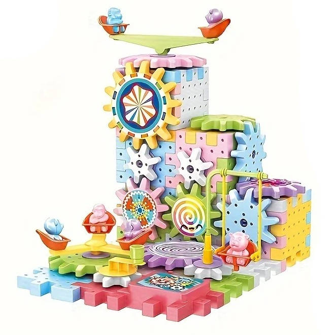 263-Piece Motorized Construction Set for Kids with Electric Spinning Gears, STEM Learning, Snap-Together Blocks for Amusement Park Builds | Thomler