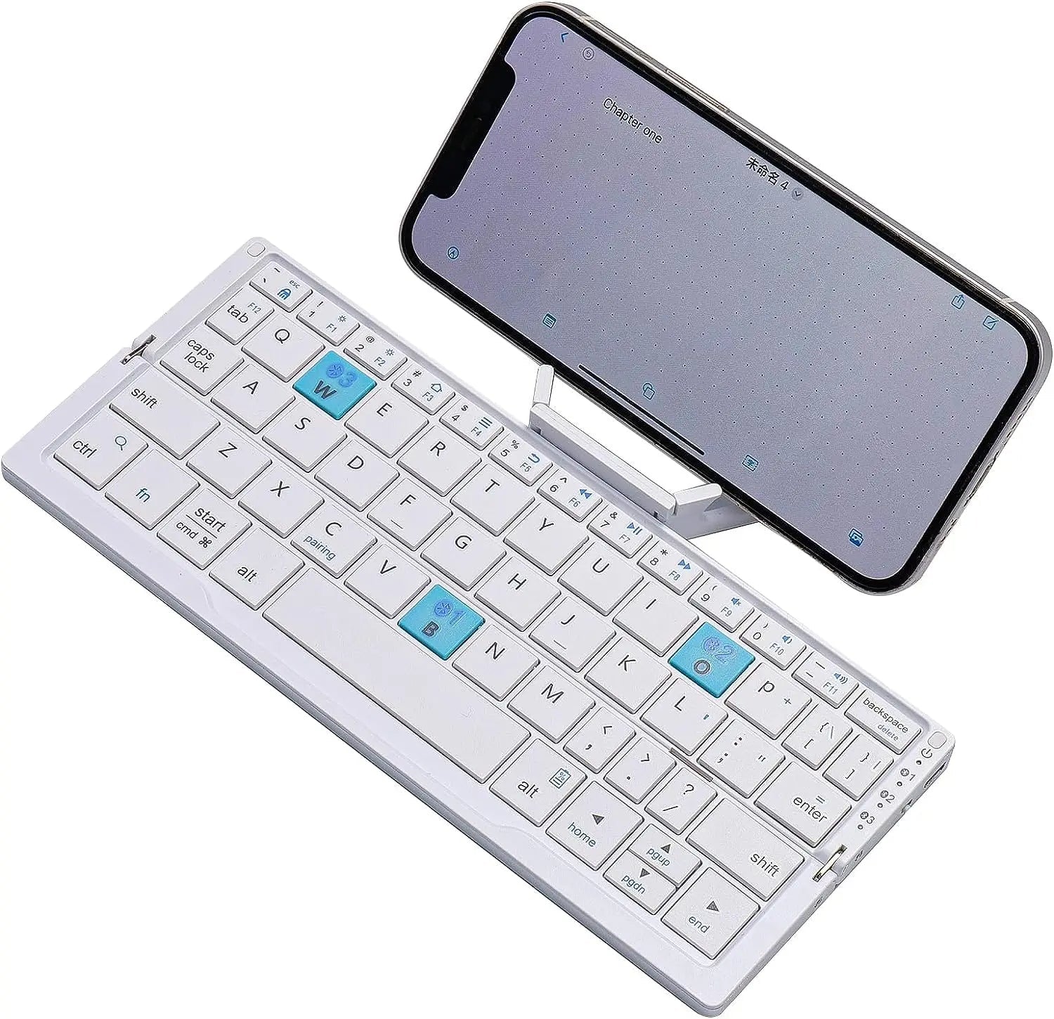 Portable Folding Wireless Keyboard with Integrated Tablet Stand for iPad Android iOS Devices Multi-Device Pairing Rechargeable Travel Typing | Thomler