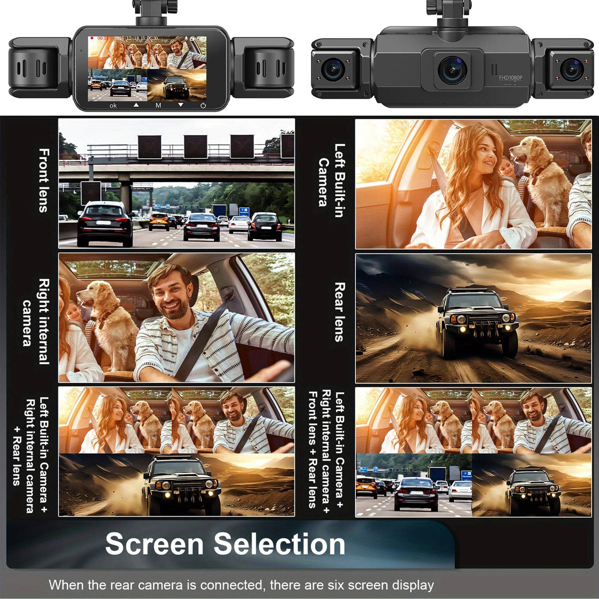 4-Camera 1080P Vehicle Recording System with Infrared Vision – Front Rear Side Surveillance Monitor for Cars Trucks SUVs | Thomler