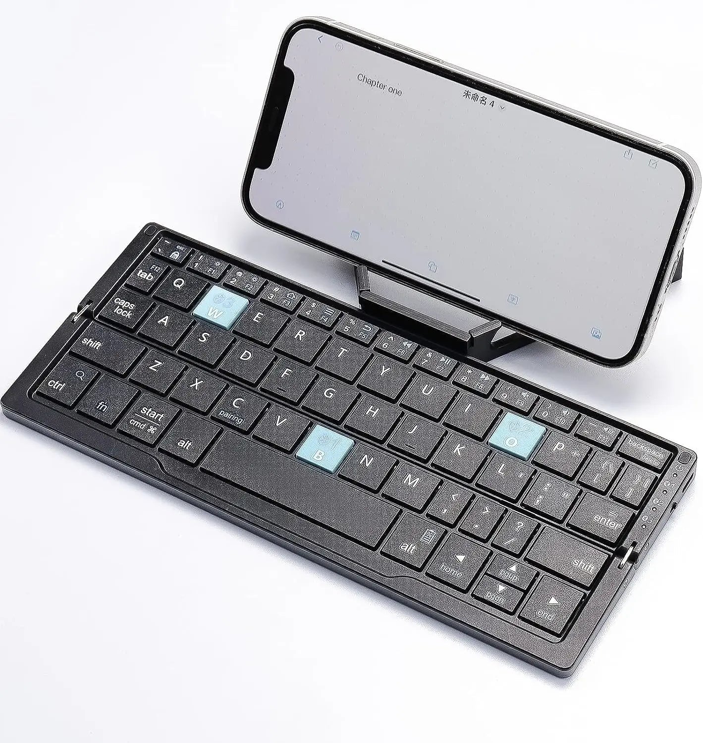 Portable Folding Wireless Keyboard with Integrated Tablet Stand for iPad Android iOS Devices Multi-Device Pairing Rechargeable Travel Typing | Thomler