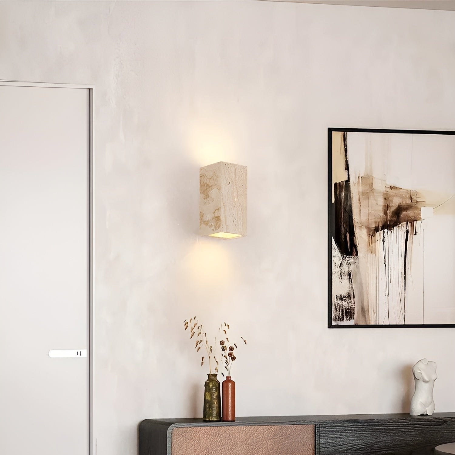 Wall Light Travertine Stone 6.3 in Outdoor Up Down LED Waterproof Garden Patio Fixture Modern Minimalist Exterior Sconce | Thomler
