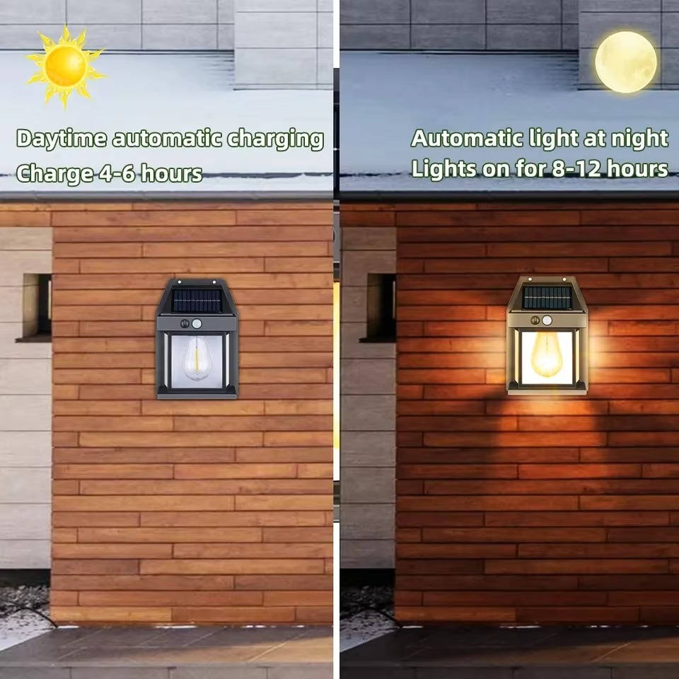 Motion-Activated Solar Outdoor Sconce with 3 Brightness Settings – Weatherproof Garden Security Light – 2-Pack | Thomler