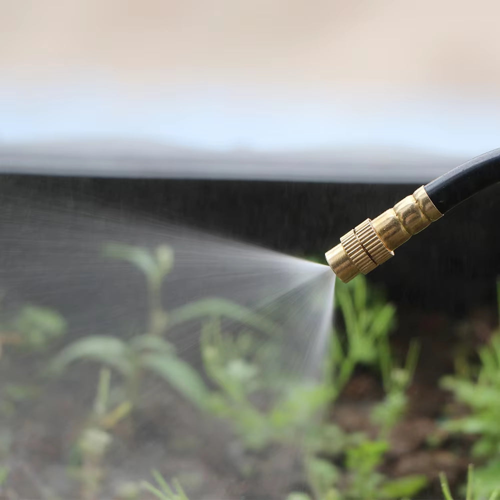 Garten-Vernebelungssystem 20 m – 20 Kupferdüsen, werkzeugfrei