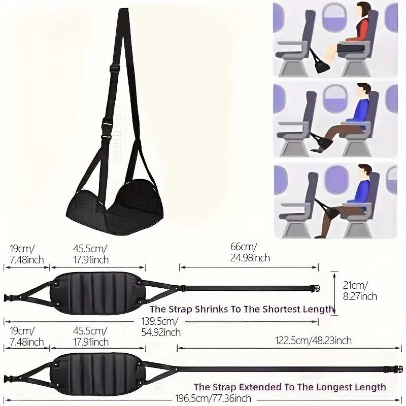 Travel Leg Rest Sling with Dual Buckles – Portable Padded Support for Flights, Trains & Office | Thomler