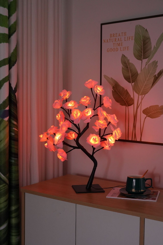 LED Flower Blossom Tree Lamp Warm White Light 24 Blooms 15.7 Inch Decorative Tabletop Accent for Bedroom Living Room Nursery Battery or | Thomler