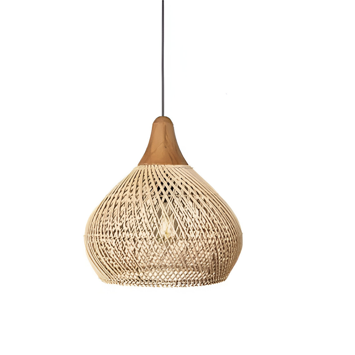 Pendant Light Rattan 19.7 in Handwoven Natural Dining Room Kitchen Island Hanging Ceiling Lamp Boho Rustic Organic | Thomler