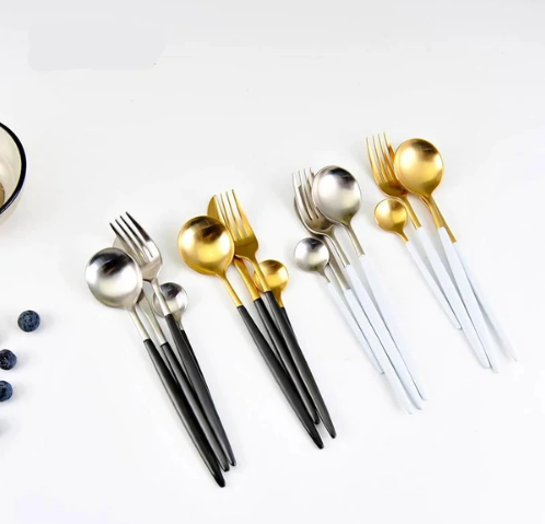 Stainless Steel Flatware Set 24-Piece Service for 6 with Colorful Handles for Everyday Dining Modern Table Utensils | Thomler
