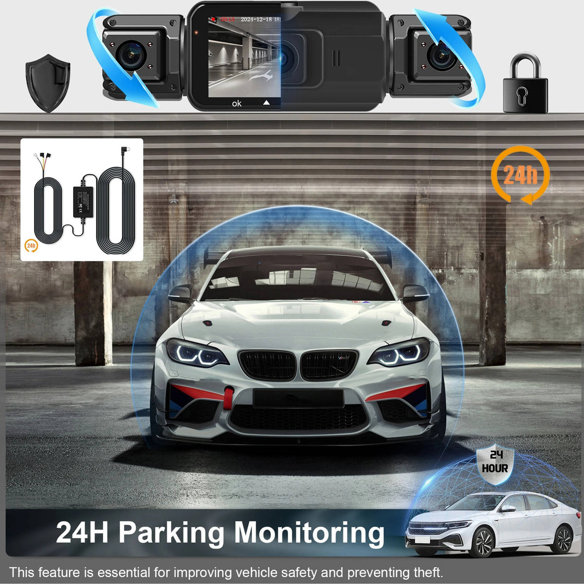 4-Camera 1080P Vehicle Recording System with Infrared Vision – Front Rear Side Surveillance Monitor for Cars Trucks SUVs | Thomler