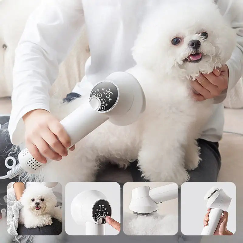Heated Slicker Brush Pet Blow Dryer with Ion Technology & 4-Speed Control for Dogs & Cats | Thomler