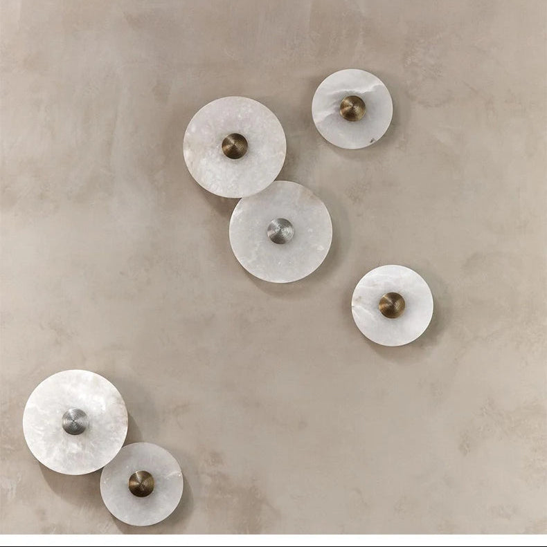 Wall Lamp Alabaster 7.9–13.8 In Round LED Bedroom Hallway Modern Minimalist Sconce Lighting Fixture | Thomler