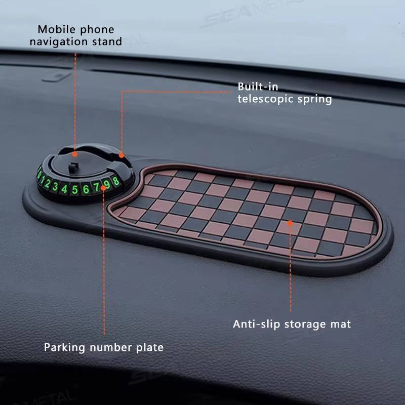 Dashboard Phone Mount with Storage Organizer & Parking Display for All Smartphones | Hands-Free Navigation Holder | 360° Rotating Cradle | Thomler