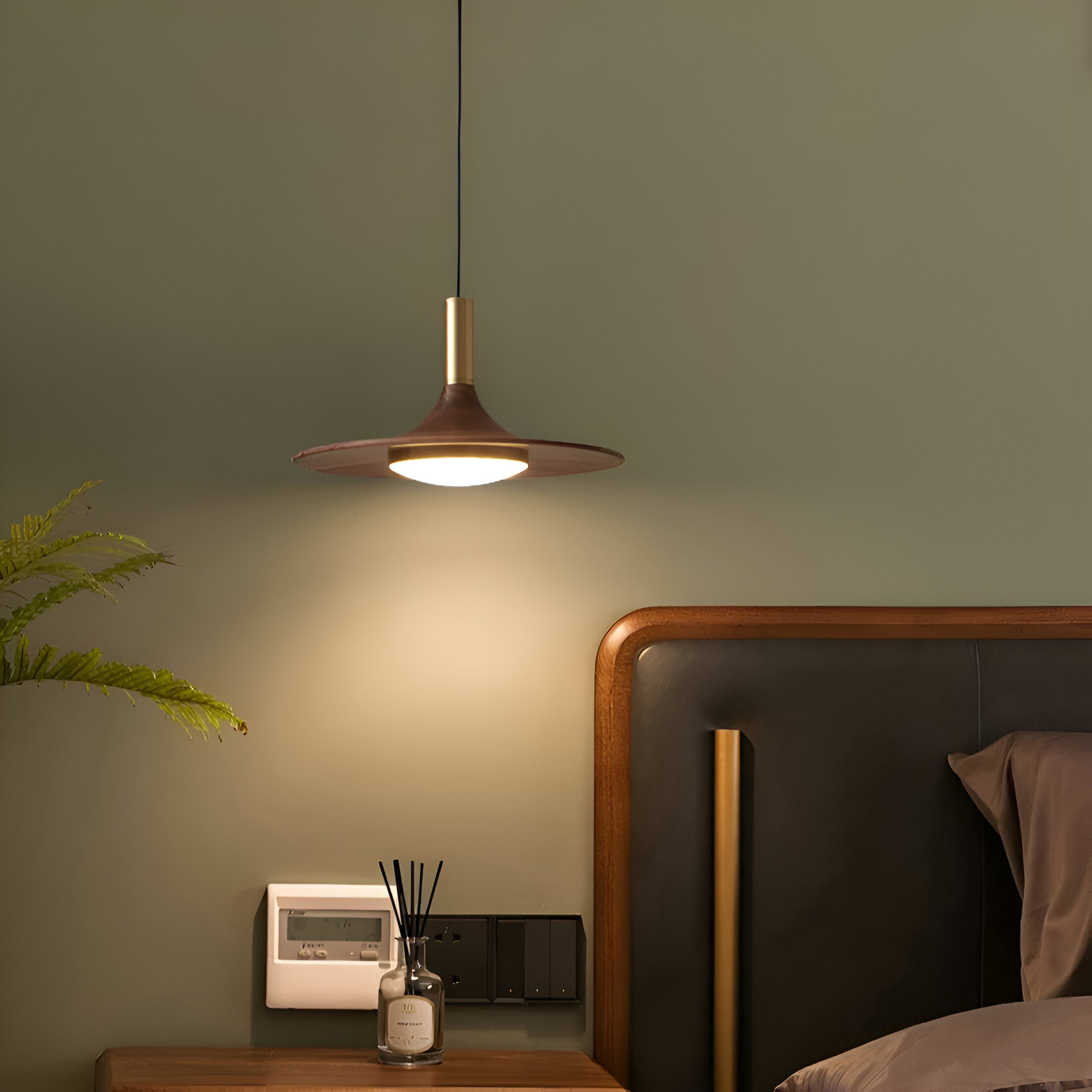 Pendant Light Iron Wood Finish 9.8 in 13.8 in Adjustable Dining Room Kitchen Island Hanging Ceiling Lamp Scandinavian | Thomler