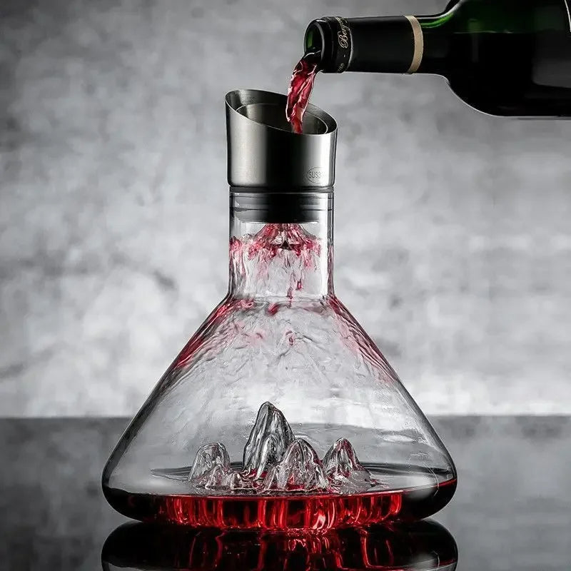 50 oz Crystal Glass Red Wine Aerating Carafe with Stainless Steel Filter & Waterfall Pouring Spout | Thomler