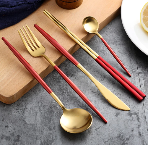 Stainless Steel Flatware Set 24-Piece Service for 6 with Colorful Handles for Everyday Dining Modern Table Utensils | Thomler