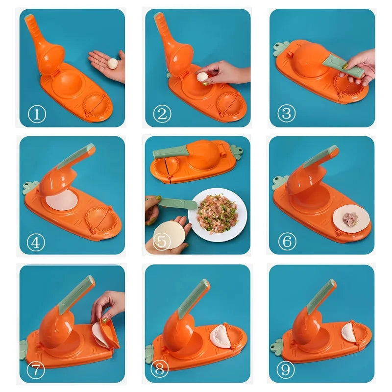 Hand Press Dumpling Cutter & Crimper Tool for Ravioli, Wontons & Pastries | Thomler
