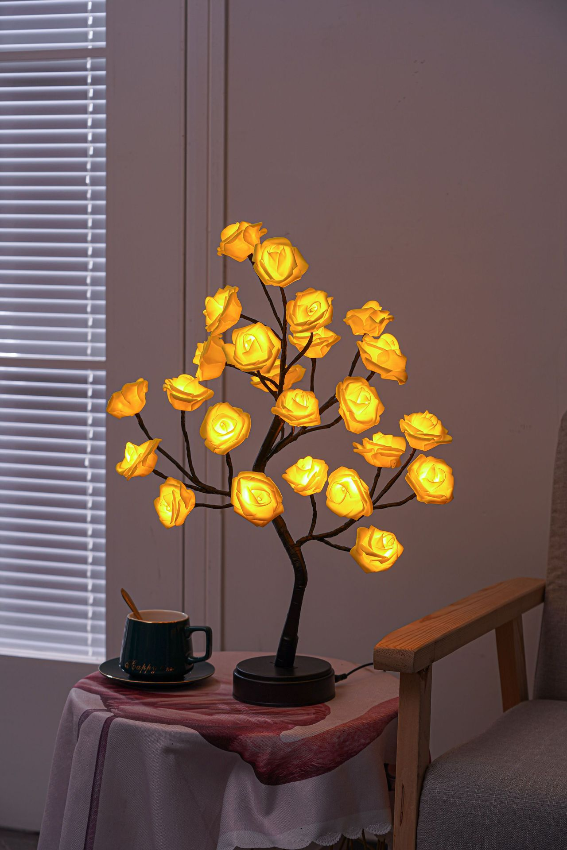 LED Flower Blossom Tree Lamp Warm White Light 24 Blooms 15.7 Inch Decorative Tabletop Accent for Bedroom Living Room Nursery Battery or | Thomler