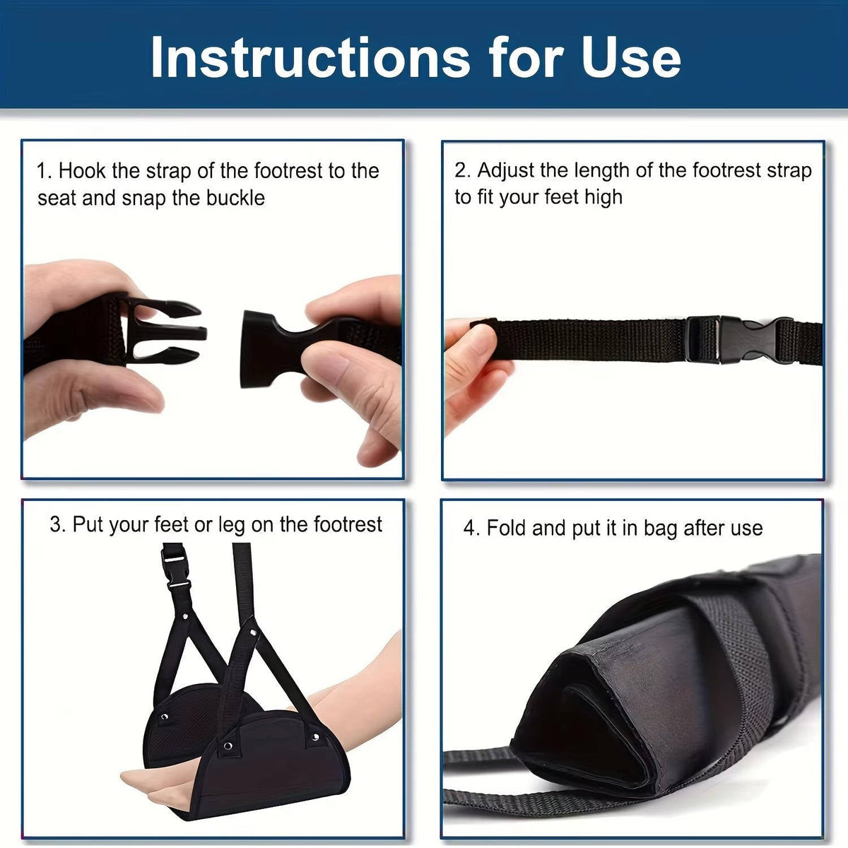 Travel Leg Rest Sling with Dual Buckles – Portable Padded Support for Flights, Trains & Office | Thomler