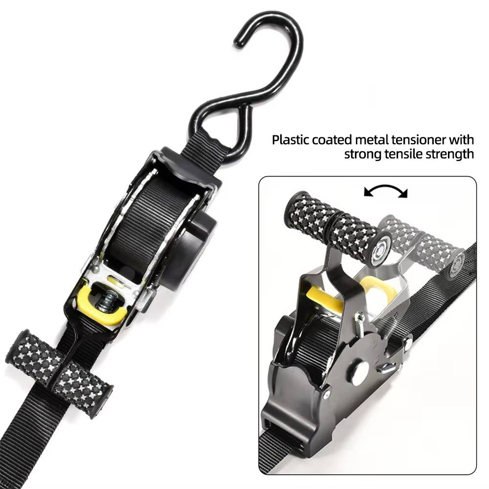Self-Coiling Tie-Down Straps with Spring-Loaded Ratchet (500 lb Capacity, 2-Pack) for Roof Racks, Kayaks & Cargo Transport | Thomler