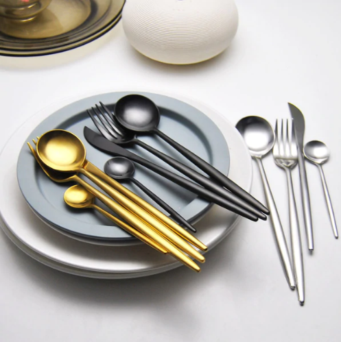 Stainless Steel Flatware Set 24-Piece Service for 6 with Colorful Handles for Everyday Dining Modern Table Utensils | Thomler