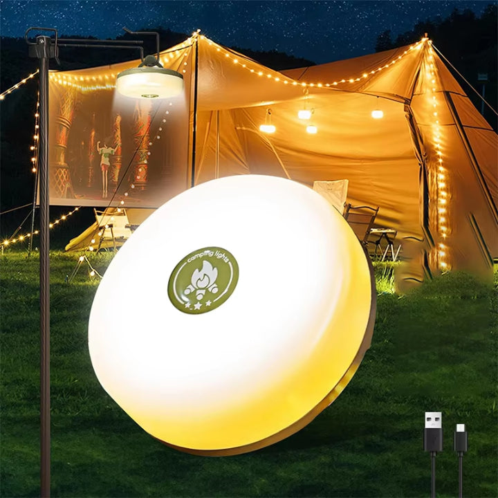 Camping Lamp ABS 11.6 cm Black Outdoor Lighting Lantern Flashlight RGB String Light Power Bank Rechargeable | Thomler