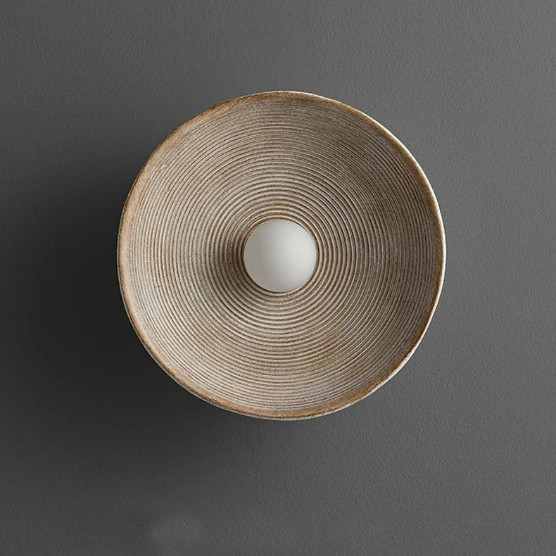Wall Lamp Resin Glass 19.7 in Round White Bedroom Living Room Ambient Lighting Scandinavian Minimalist Sconce | Thomler