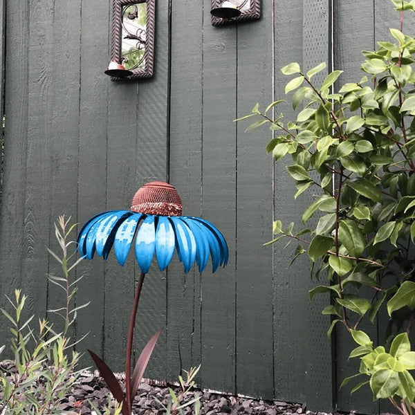 Metal Coneflower Bird Feeder for Garden & Backyard – Weather-Resistant Outdoor Hanging Seed Station with Wide Dish for Wild Birds | Thomler