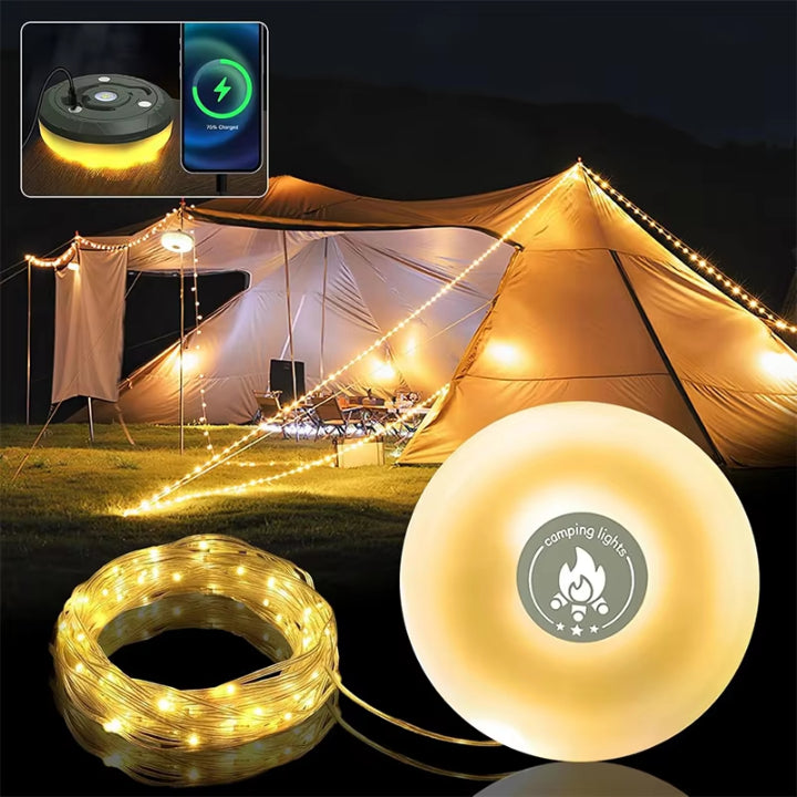 Camping Lamp ABS 11.6 cm Black Outdoor Lighting Lantern Flashlight RGB String Light Power Bank Rechargeable | Thomler