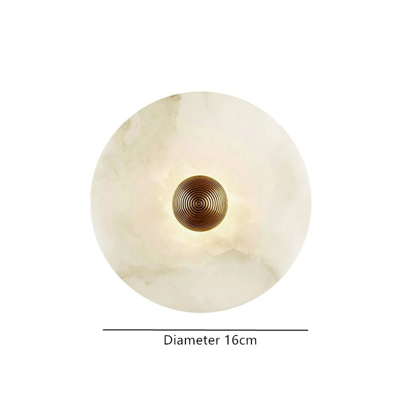 Wall Lamp Alabaster 7.9–13.8 In Round LED Bedroom Hallway Modern Minimalist Sconce Lighting Fixture | Thomler
