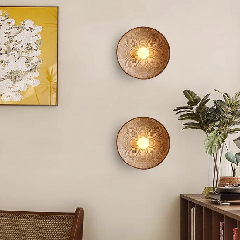 Wall Lamp Resin Glass 19.7 in Round White Bedroom Living Room Ambient Lighting Scandinavian Minimalist Sconce | Thomler
