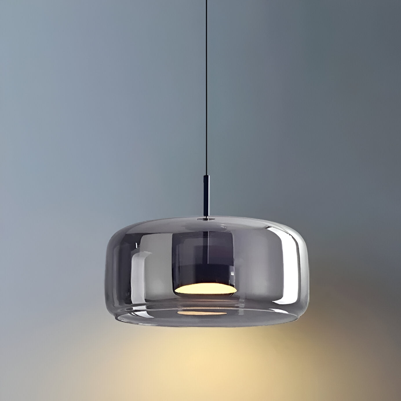 Pendant Light Glass Dome 15.0 in Smoked Gray Kitchen Island Dining Room Adjustable Triple Hanging Ceiling Fixture | Thomler
