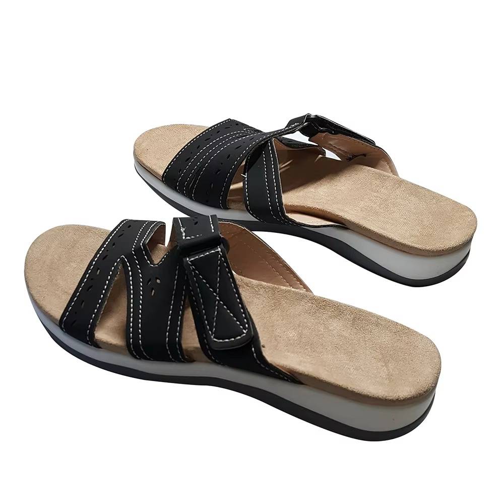 Women's Adjustable Hook & Loop Arch Support Sandals with Non-Slip Rubber Sole for Plantar Fasciitis Relief & All-Day Comfort | Thomler