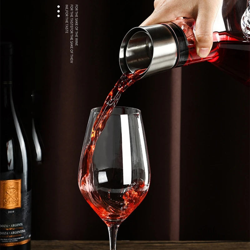 50 oz Crystal Glass Red Wine Aerating Carafe with Stainless Steel Filter & Waterfall Pouring Spout | Thomler