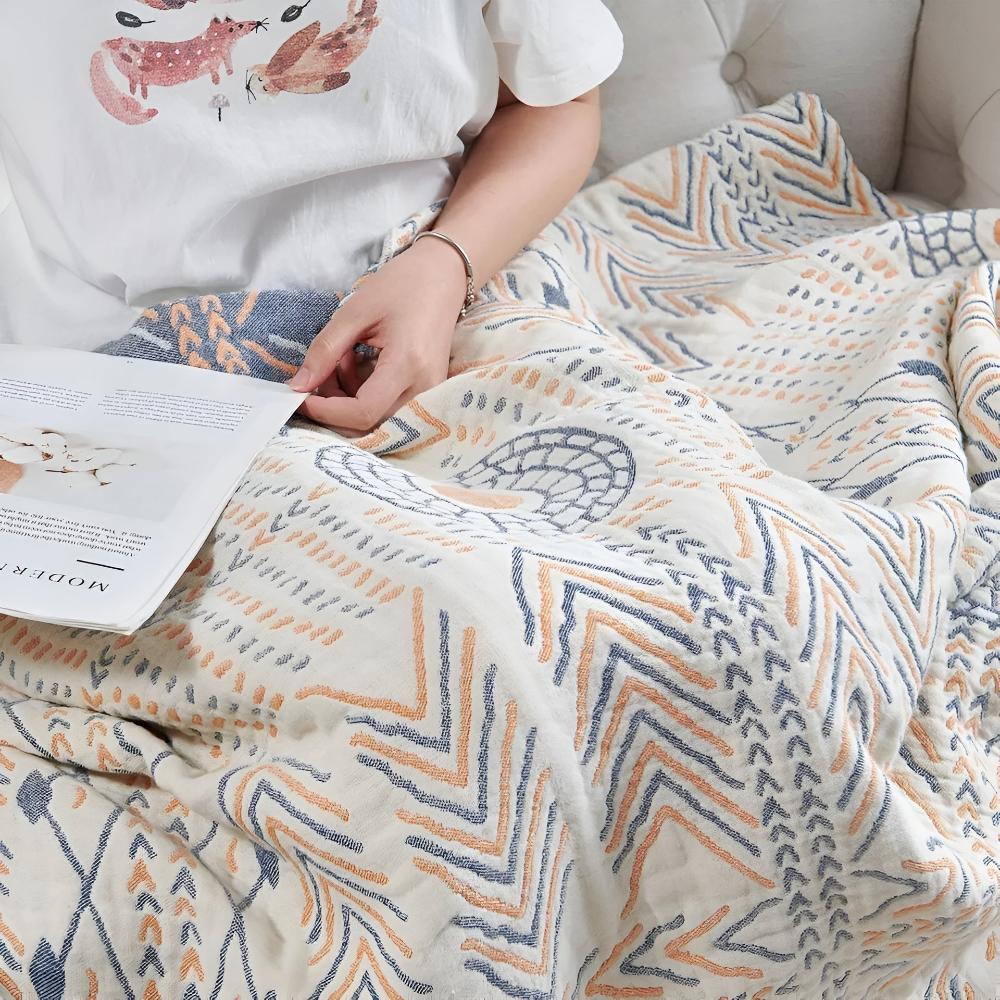 Dual-Sided All-Cotton Throw Blanket for Couch, Bed & Decor | Soft Reversible Woven Textile | Machine Washable Accent Cover | Thomler