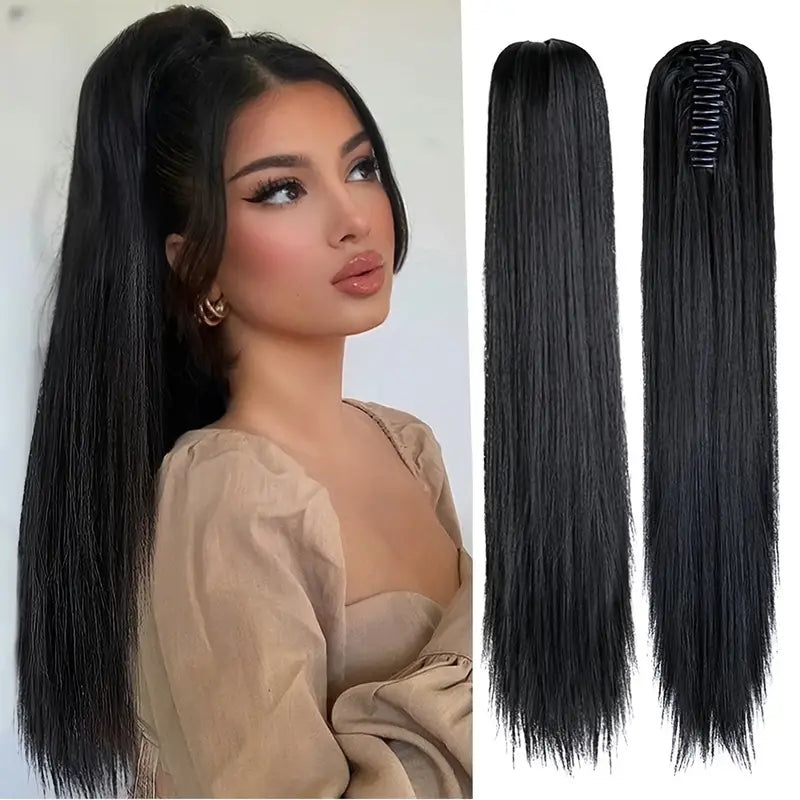 22-Inch Clip-On Ponytail Hair Extension for Instant Volume & Length – Synthetic Fiber, Heat-Safe, Secure Wrap Tie – for Everyday or | Thomler