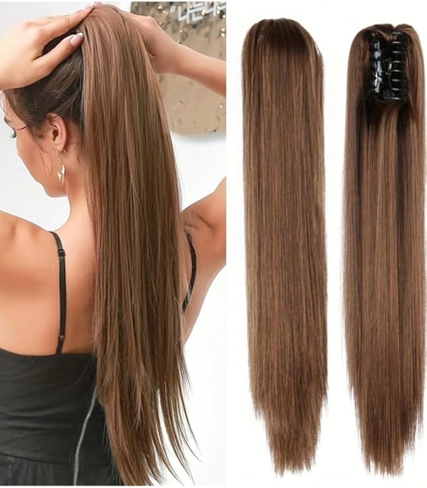 22-Inch Clip-On Ponytail Hair Extension for Instant Volume & Length – Synthetic Fiber, Heat-Safe, Secure Wrap Tie – for Everyday or | Thomler