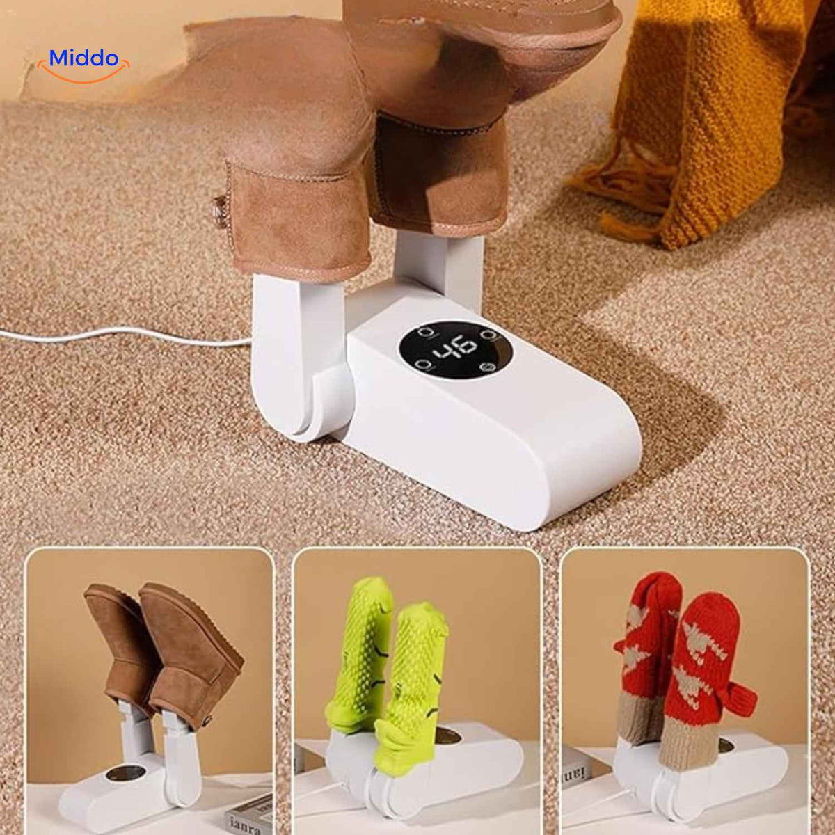 Portable Electric Shoe Dryer with Timer – Foldable Boot & Glove Warmer for Fast Drying, Quiet Operation, 4-Arm or 2-Arm Design | Thomler