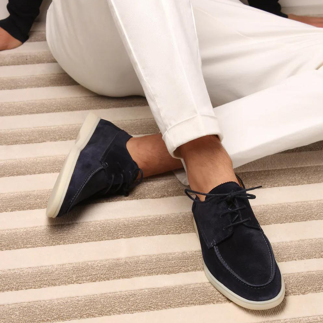 Men's Suede Casual Sneakers - Soft Leather Lace-Up Shoes for Everyday Wear, Walking & Weekend Outings | Thomler