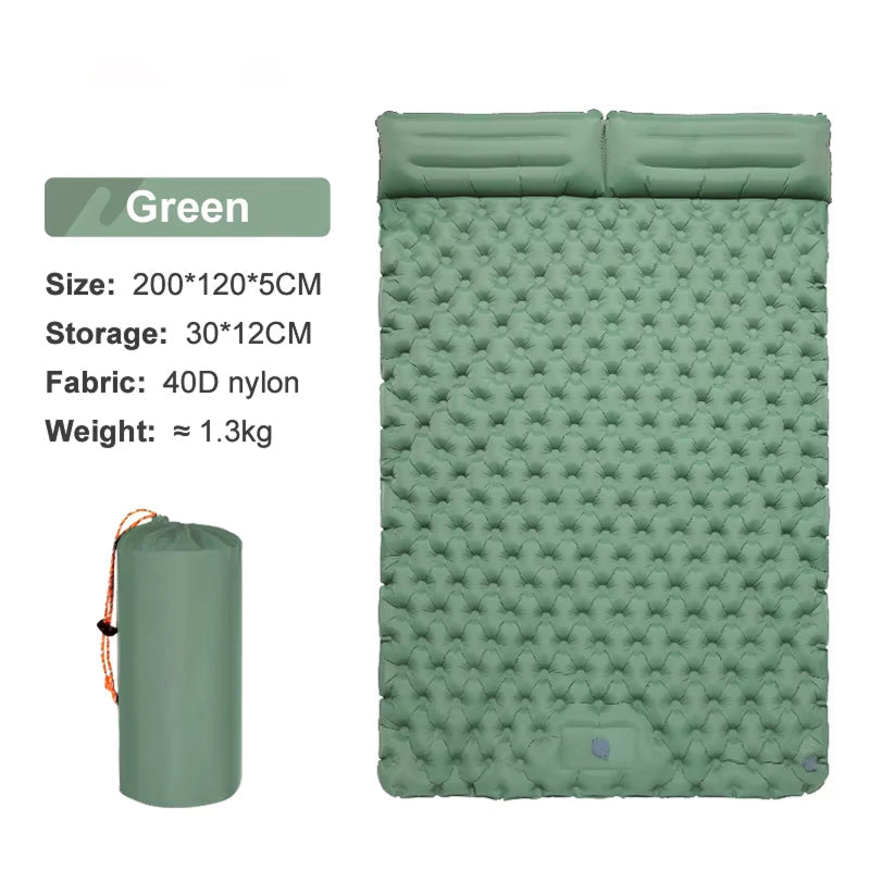 Self-Inflating Double Camping Pad with Built-In Foot Pump – 79×55 Inches – Waterproof Insulated Sleep Mat for Couples, Backpacking, Tent | Thomler