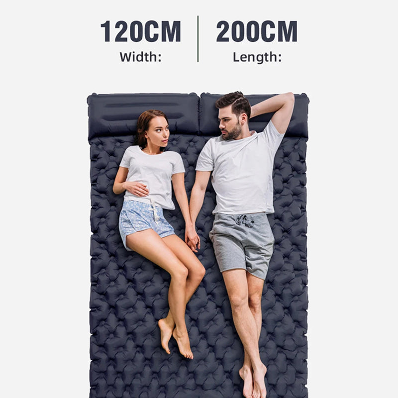 Self-Inflating Double Camping Pad with Built-In Foot Pump – 79×55 Inches – Waterproof Insulated Sleep Mat for Couples, Backpacking, Tent | Thomler