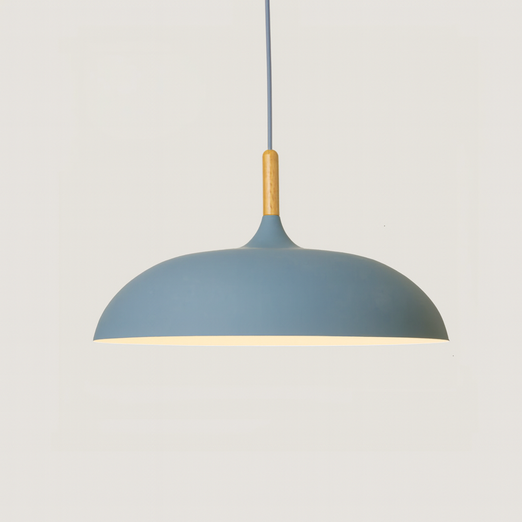Pendant Light Aluminium Wood 35.0 cm Pastel Dining Room Kitchen Island Hanging Ceiling Lamp E27 Retro Dome Globe | Thomler
