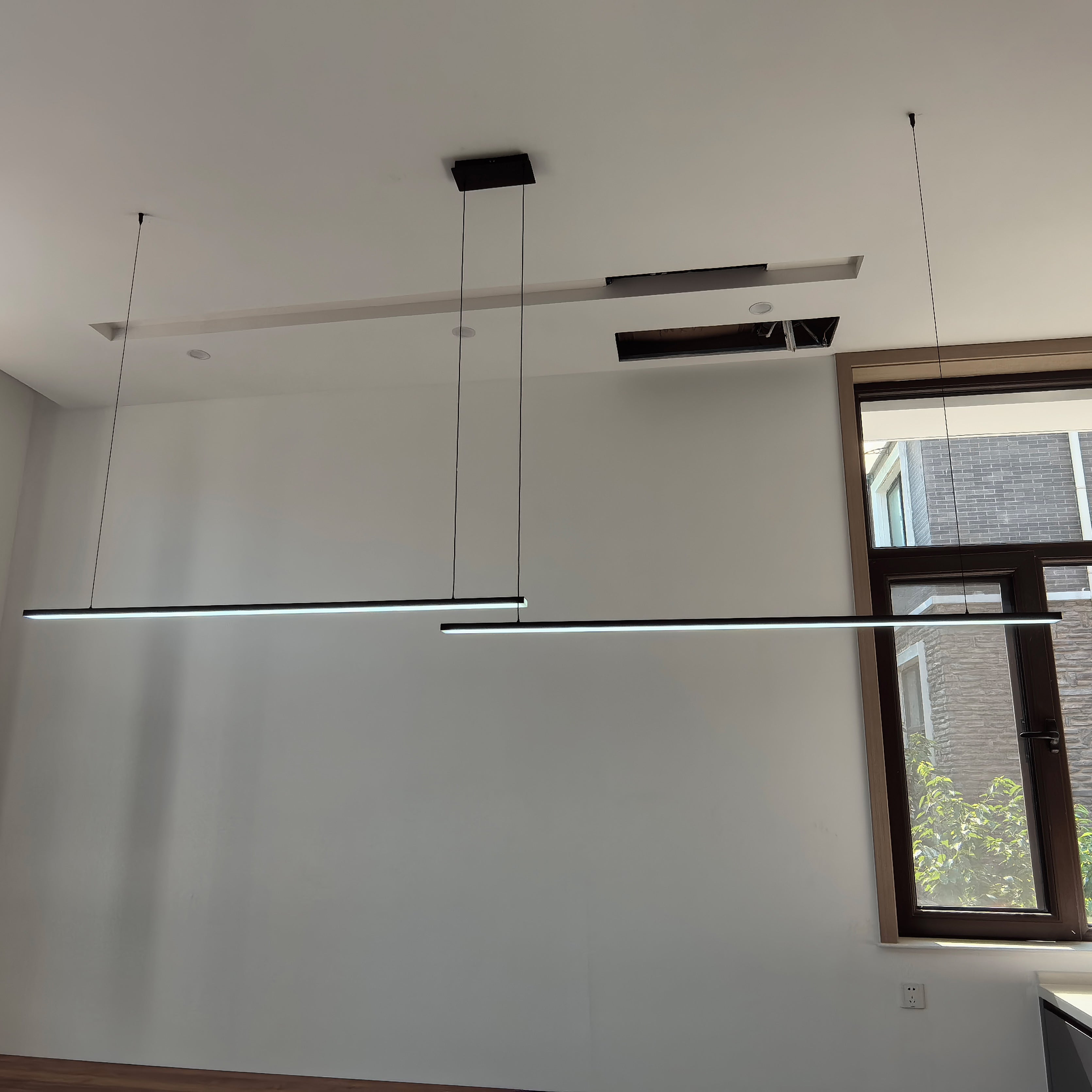 Linear Pendant Light Metal 39 in Adjustable Kitchen Island LED Warm White 3000K-6000K Modern Dining Room Hanging Lamp | Thomler